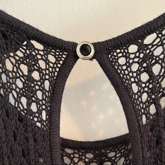 BEBE Black Dress with Crochet Detail, Fringes and Beads - Picture 10 of 11